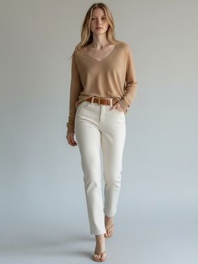 Banana Republic High Rise Straight Leg Slim Fit Jeans White Size 26